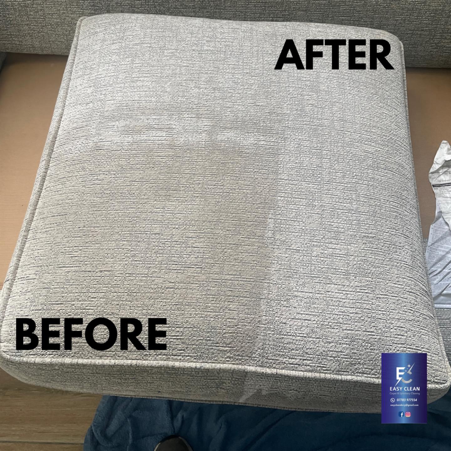 Sofa cushion before and after